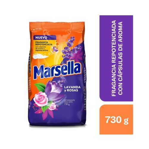 Detergente en Polvo Marsella Lavanda y Rosas Bolsa 730 g