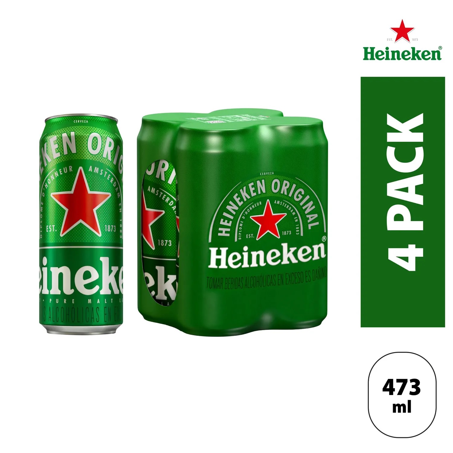 Cerveza Heineken Pack 4 Latas 473 mL